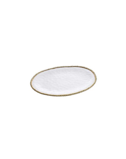 Plato ovalado grande Golden Salerno blanco y dorado - 47x33x3,8 cm