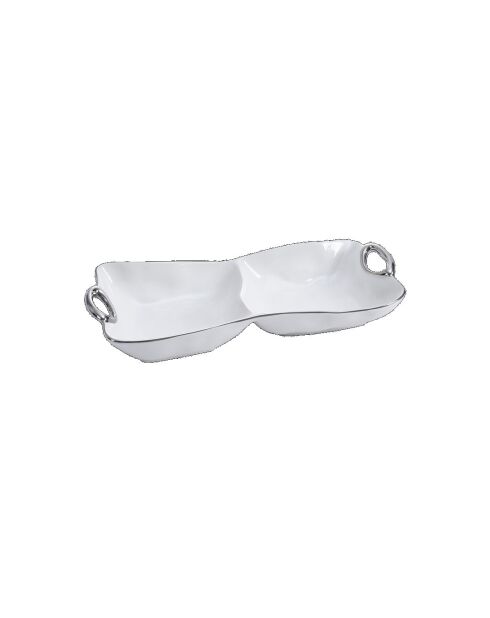 Handle With Style piatto da portata a 2 scomparti bianco e oro - 31,8x14x5,1 cm