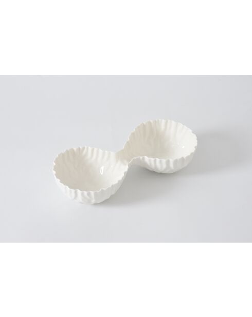 Plato blanco para servir con 2 compartimentos Mascali Bianca, 35,6 x 15,2 x 7,6 cm