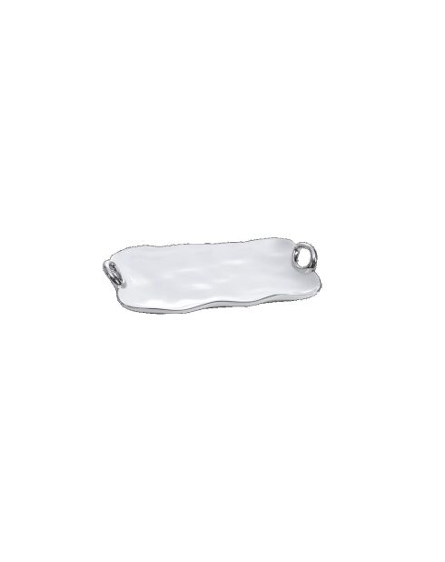 Handle With Style piccolo piatto da portata bianco e oro - 34,3x19,7x4,4 cm