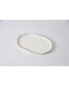 Plato ovalado mediano blanco y dorado Portofino