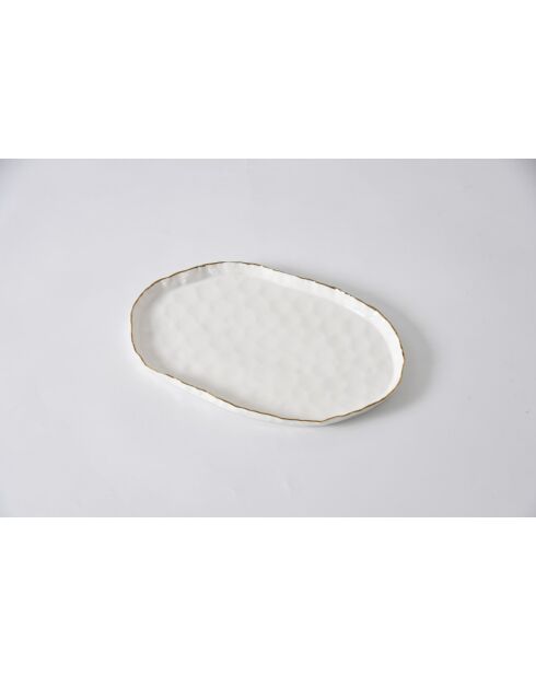 Plato ovalado mediano blanco y dorado Portofino