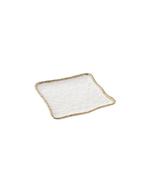 Plato cuadrado Golden Salerno blanco y dorado, 27,9 x 27,9 x 2,5 cm