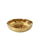 Cuenco Portofino muy grande, poco profundo, blanco y dorado, 38,1 x 38,1 x 7,6 cm