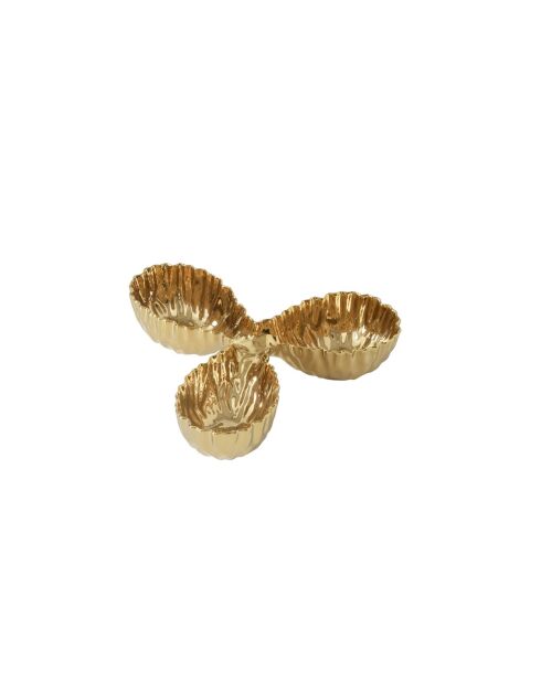 Mascali d'Oro goldfarbener Servierteller mit 3 Fächern, 26,7 x 26,7 x 6,4 cm