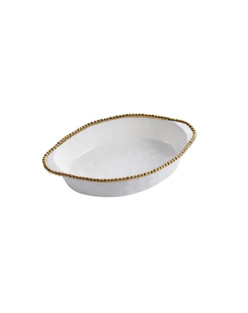Gouden ovale ovenschaal van Salerno in wit en goud - 30,5x22,9x7,6cm