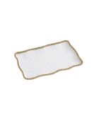 Plato mediano para servir Golden Salerno blanco y dorado, 36,2 x 20,3 x 2,5 cm