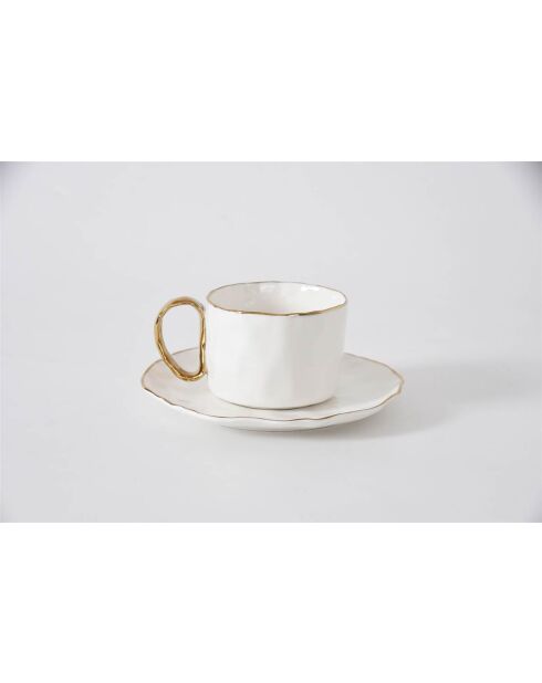 Set de 2 tazas y platillos Portofino blancos y dorados