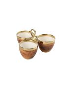 Piatto da portata a 3 scomparti in legno bianco Madera dorato - Part Server