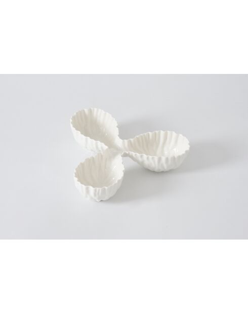 Plato blanco para servir con 3 compartimentos Mascali Bianca, 26,7 x 26,7 x 6,4 cm