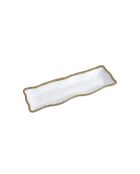 Piatto da portata rettangolare Golden Salerno bianco e oro - 48,3x16,5x4,4 cm