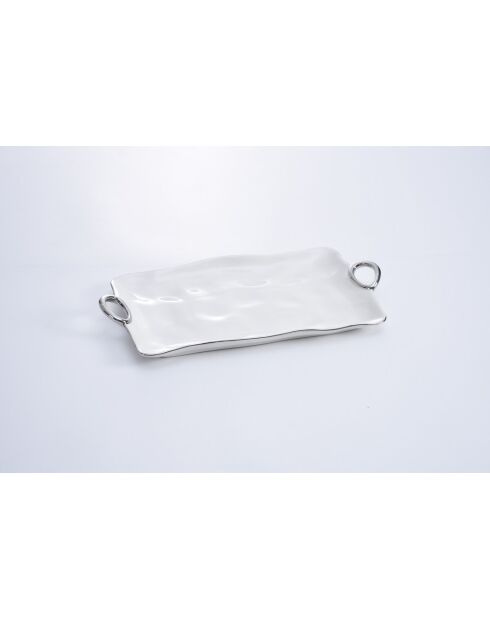 Grand plat de service Handle With Style blanc et or - 44,5x24,1x4,4cm