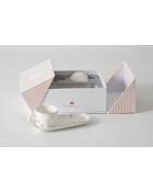 Juego de 2 tazas y platillos de espresso Heart To Heart, color blanco y dorado