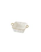 Pirofila quadrata Gold Handles bianca e oro - 27,9x20,3x7,6 cm
