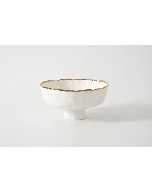 Cuenco pequeño Portofino blanco y dorado con soporte