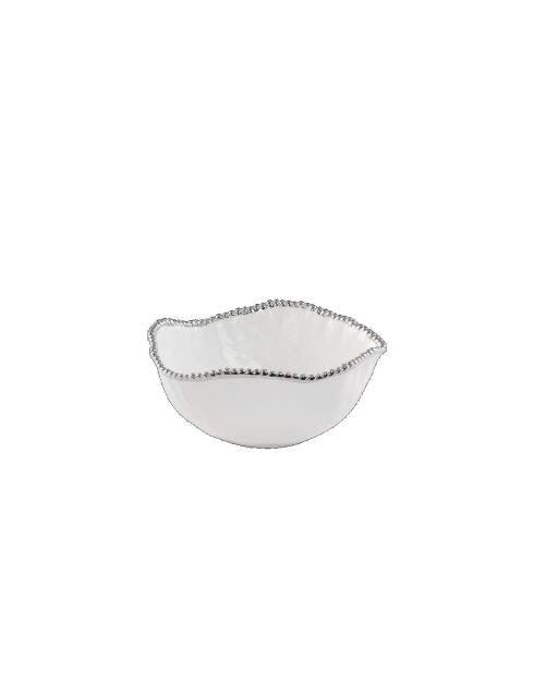 Salerno Große Salatschüssel in Weiß und Gold — 26,7 x 26,7 x 12,7 cm