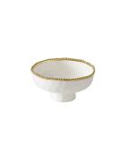 Cuenco dorado y blanco de Golden Salerno con soporte, 20,3 x 20,3 x 10,2 cm