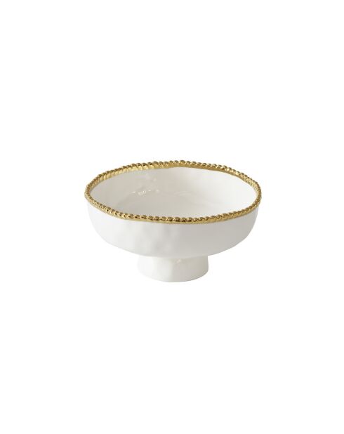 Cuenco dorado y blanco de Golden Salerno con soporte, 20,3 x 20,3 x 10,2 cm