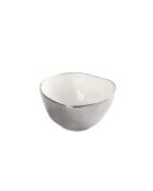 Cuenco grande, delgado y simple, plateado y blanco, 21,6 x 21,6 x 12,7 cm