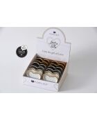 Caja CDU con 12 miniplatos en forma de corazón Love Is In The Air plateada