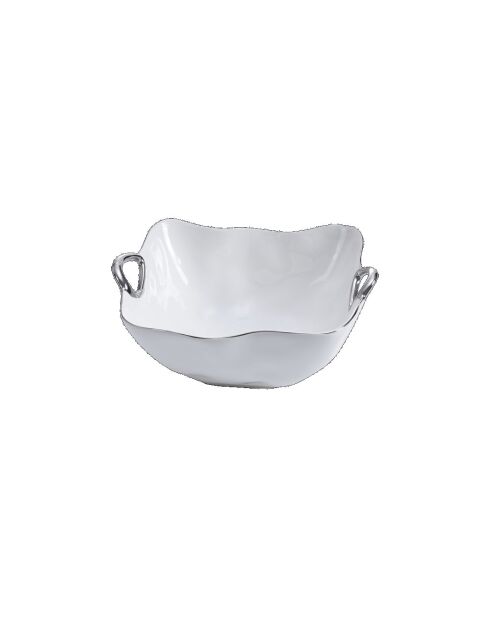 Cuenco grande Handle With Style blanco y dorado, 26 x 24,8 x 12,7 cm