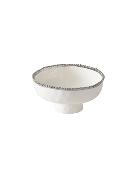 Cuenco Salerno blanco y dorado con soporte, 20,3 x 20,3 x 10,2 cm