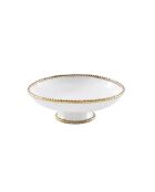 Cuenco dorado y blanco de Salerno dorado con soporte, 30,5 x 30,5 x 10,8 cm