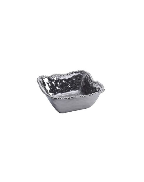 Ensaladera grande cuadrada Verona plateada, 27,9 x 26,7 x 10,8 cm