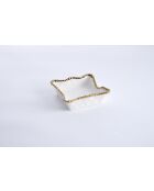 Servilletero de cóctel Golden Salerno blanco y dorado, 17,8 x 17,8 x 5,1 cm