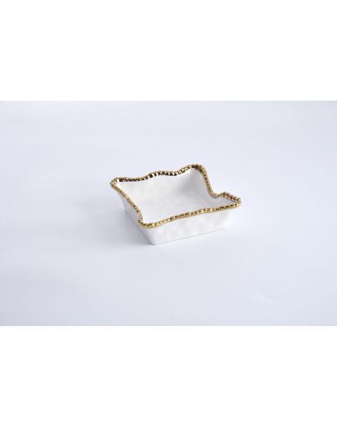 Servilletero de cóctel Golden Salerno blanco y dorado, 17,8 x 17,8 x 5,1 cm