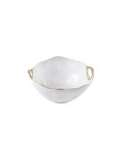 Cuenco grande Gold Handles blanco y dorado, 26,7 x 24,1 x 12,7 cm