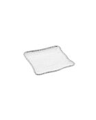 Plato cuadrado blanco y dorado de Salerno, 27,9 x 27,9 x 2,5 cm