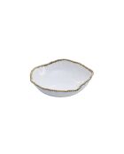 Cuenco para servir Salerno dorado extra grande, blanco y dorado, 38,1 x 38,1 x 11,4 cm