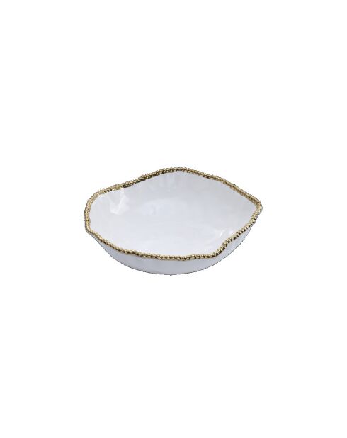 Cuenco para servir Salerno dorado extra grande, blanco y dorado, 38,1 x 38,1 x 11,4 cm