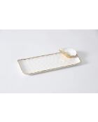 Set de 2 bandejas de sushi con cuenco pequeño para salsas en forma de ostras Portofino blancas y doradas