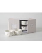 Set de 4 tazones de aperitivo en forma de corazón blanco y dorado