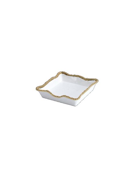Servilletero Golden Salerno blanco y dorado - 21,6 x 21,6 x 5,1 cm