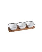 Set Salerno de 4 servicios blancos y dorados, 34,3 x 11,4 x 7,6 cm