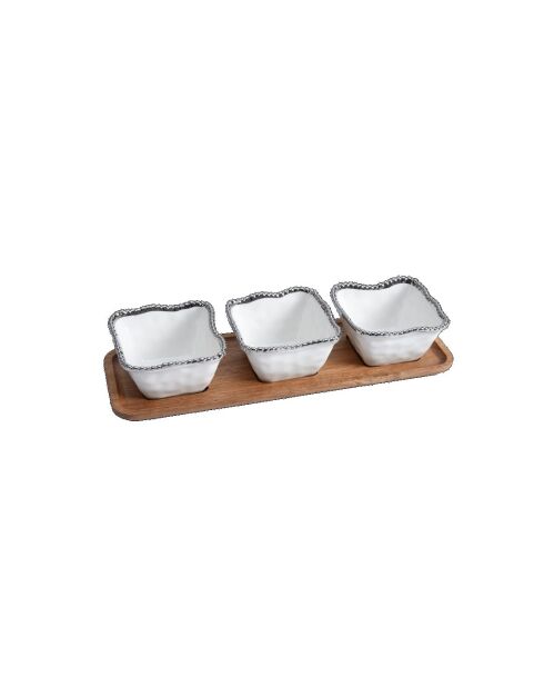 Set Salerno de 4 servicios blancos y dorados, 34,3 x 11,4 x 7,6 cm