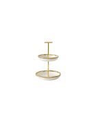 Mini espositore Golden Salerno bianco e oro a 2 livelli - 15,2x15,2x22,9 cm