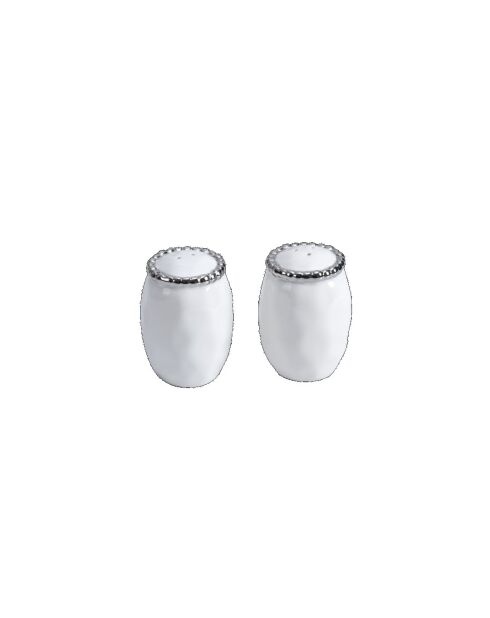 Salerno witte en gouden peper- en zoutvaatje - 6,4x6,4x8,3cm