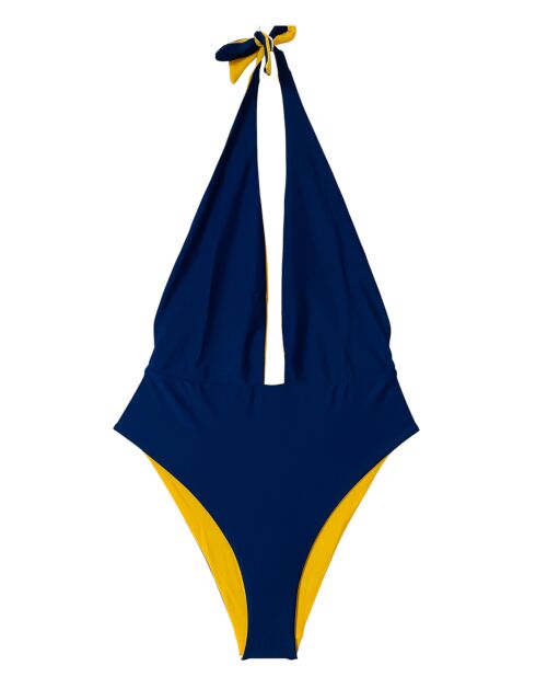 Croisette marineblauw/zonnegeel omkeerbaar badpak uit één stuk