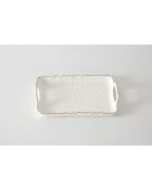 Bandeja pequeña Portofino blanca y dorada con asas