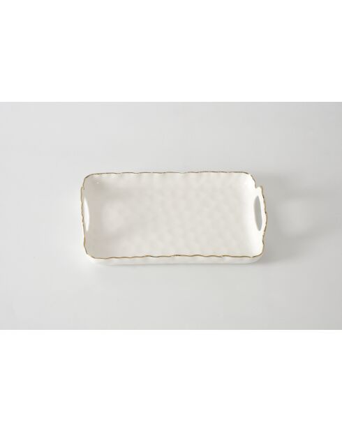 Bandeja pequeña Portofino blanca y dorada con asas