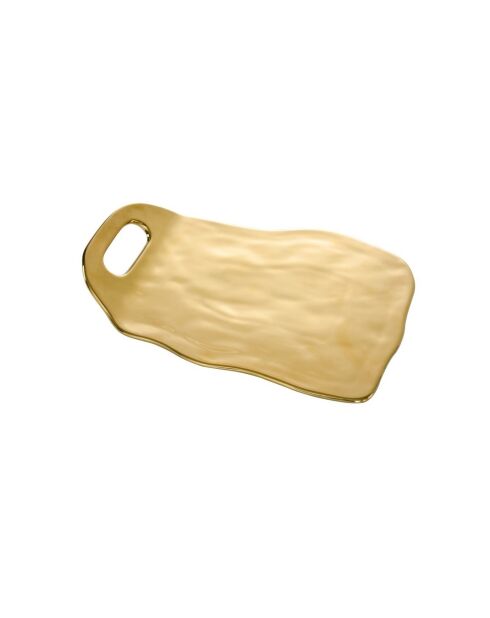 Bandeja blanca y dorada Moonlight con asa, 33 x 22,9 x 1,3 cm