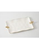 Bandeja rectangular FLEUR DE LYS blanca y dorada