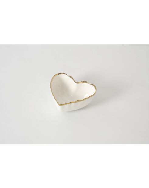 Cuenco Portofino en forma de corazón blanco y dorado