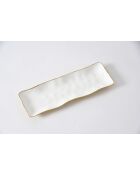 Rechteckiges Serviceteil in Moonlight in Weiß und Gold
