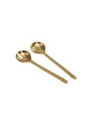 Set de 2 platos para ensaladas Madera blanca dorada, 26,7 x 6,4 x 3,8 cm