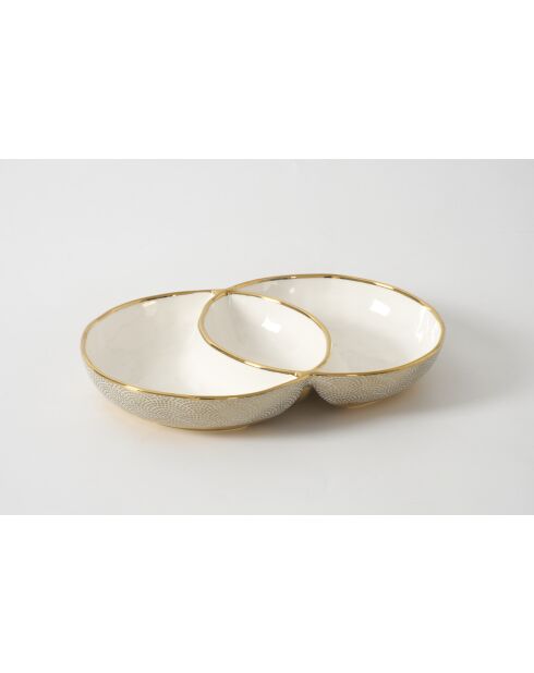 Bandeja Sensu Leopard dorada y blanca con 3 compartimentos